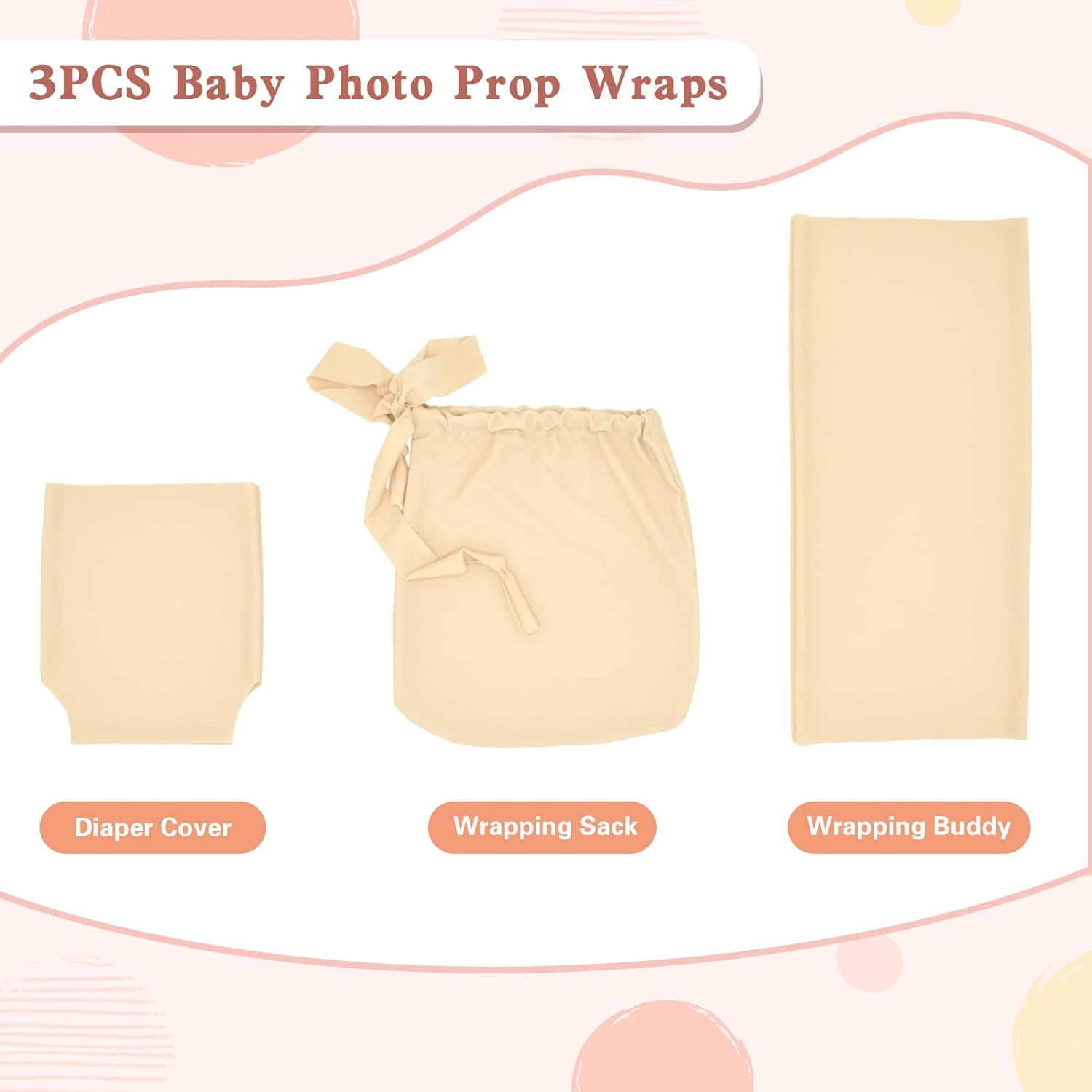 3PCS Baby Newborn Photo Props Wraps & Photography Blanket Set,DIY Newborn Stretch Wrapping Sack Buddy Diaper Cover Infant Photo Blanket Swaddle Photography Props Wraps for Baby Girl Boy - Image 2